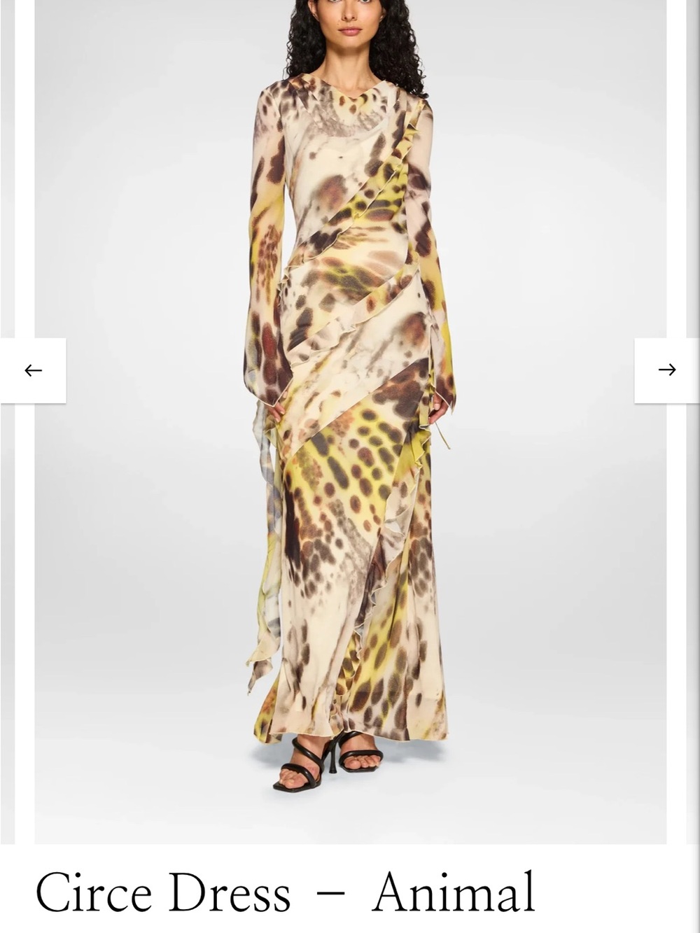Animal Print Maxi Dress - Yellow Animal